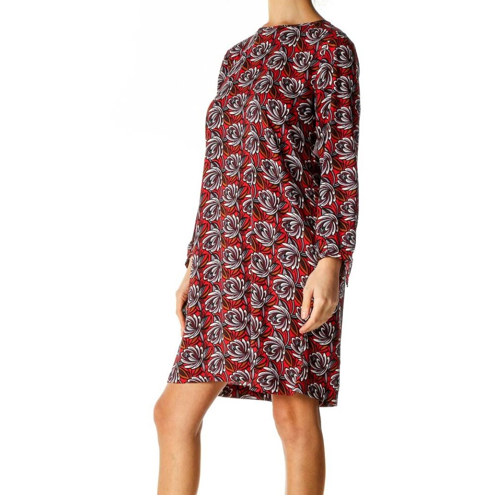 Loft Red Printed Retro A-Line Dress - Picture 2 of 3